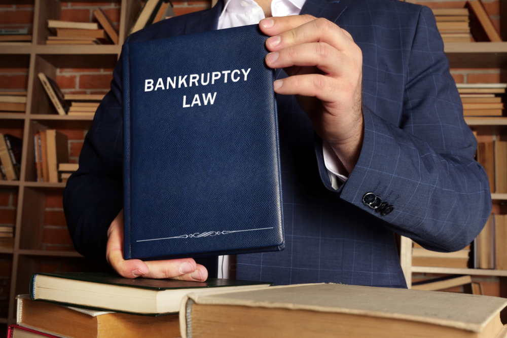 bankruptcy law book in the hands of a jurist