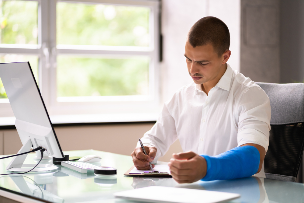 Worker Filling Social Security Benefits And Disability Insurance Compensation Claim